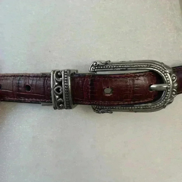 BRIGHTON|2in1 Black Leather Brown Crocodile Embossed Silver Buckle|ML Equestrian - Picture 11 of 13